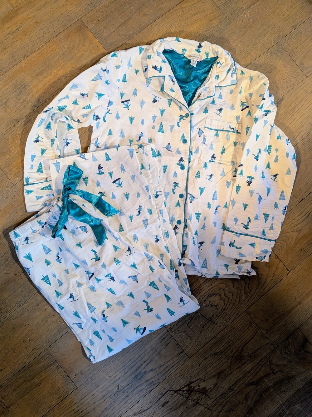 KayAnna Cotton Ski & Snowboarding Flannel Pajama Set